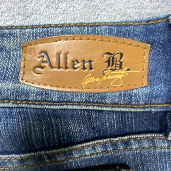 Allen B Womens Flare Jeans 10 Boot Mid rise Blue Rhinestones Boho Festival Ranch - Picture 4 of 11